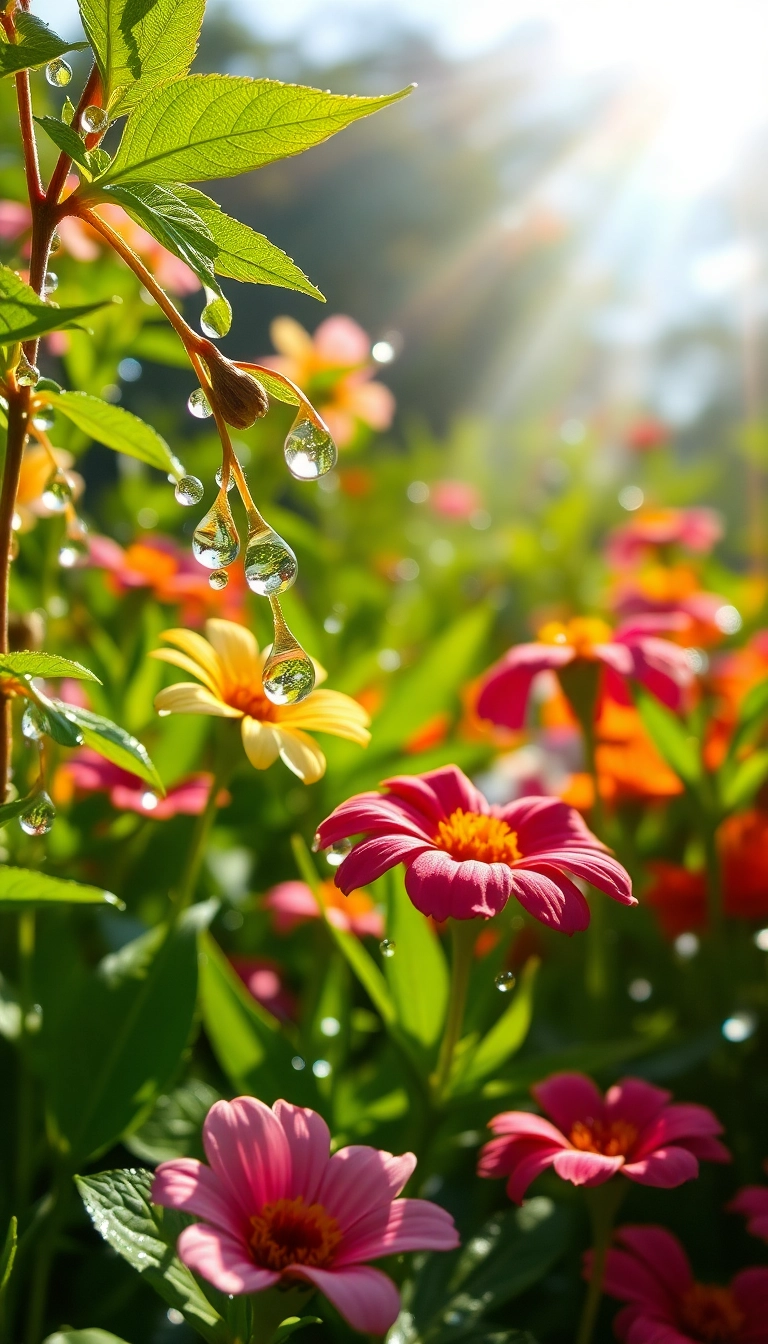 Best Lavish AI Spring Rain Garden Phone Photogenic Wallpaper